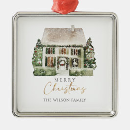 Vattenfärg Vinterjulhus Ornament