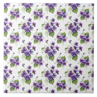 Vattenfärg Violetta Blommor Bouquet Kakelplatta