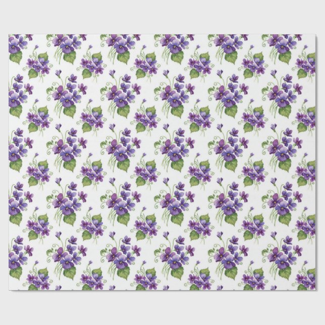 Vattenfärg Violetta Blommor Bouquet  Presentpapper (Platt)