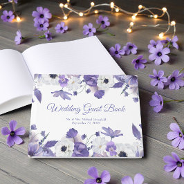 Vattenfärg Violetta Purpurblommor Bröllop Gästböcker