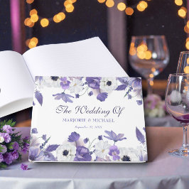 Vattenfärg Violetta Purpurblommor Bröllop Gästböcker