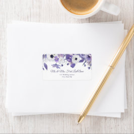 Vattenfärg Violetta Purpurblommor Bröllopsadress Adressetikett