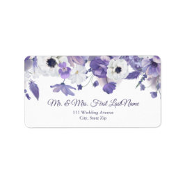 Vattenfärg Violetta Purpurblommor Bröllopsadress Adressetikett