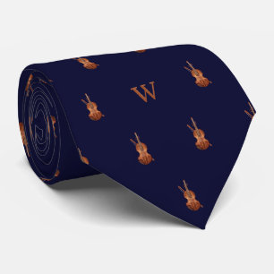 Vattenfärg Violin Monogram Initial Midnight Blue Slips