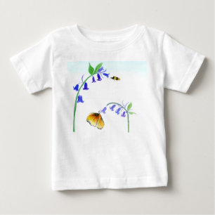 Vattenfärg Virginia Bluebells Med Fjäril T Shirt