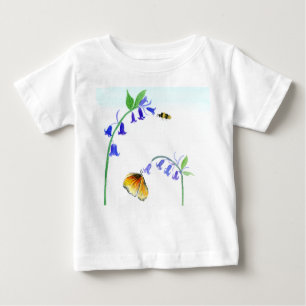 Vattenfärg Virginia Bluebells with Butterfly T Shirt