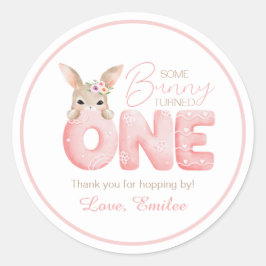 Vattenfärg Vissa Bunny är en Födelsedagsfest-förmå Runt Klistermärke