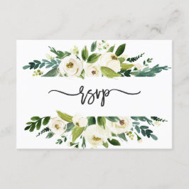 Vattenfärg Vit Blommig Ram Bröllop RSVP Inbjudningar