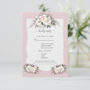 Vattenfärg Vita Blush Blommor Blommar Bröllop OSA Kort