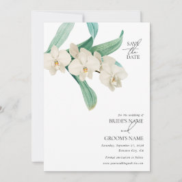 Vattenfärg Vita Orkidéer Blommig Bröllop Spara Datumet