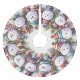 Vattenfärg Vitsiga Snögubbar jul jul Julgransmatta Borstad Polyester