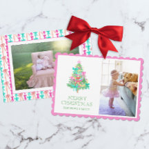 Vattenfärg Vivid Rosa Bow Coquette-julfoto