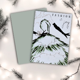 Vattenfärg Vogue Mode-modell - jul Julkort