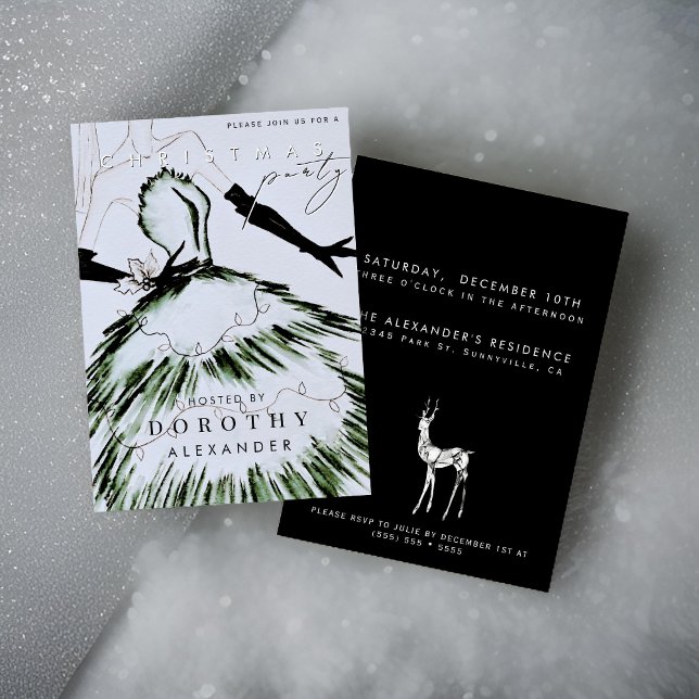 Vattenfärg Vogue Mode modell jul Party Inbjudningar (Skapare uppladdad)