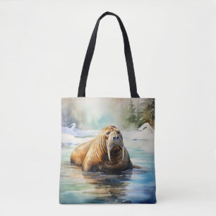 Vattenfärg Walrus Arktis Tygkasse