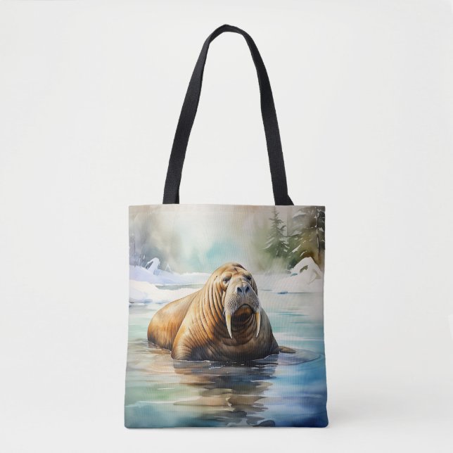 Vattenfärg Walrus Arktis Tygkasse (Framsida)