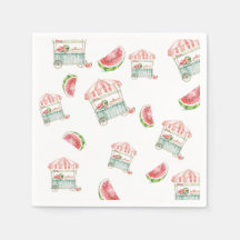 Vattenfärg Watermelon Napkins