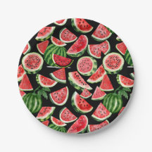 Vattenfärg Watermelon Pappers Tallrikar – Sommarfe