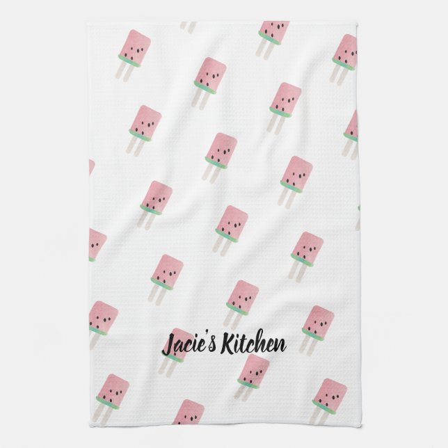 Vattenfärg Watermelon Pop Modern Kitchen Kökshandduk (Vertikal)