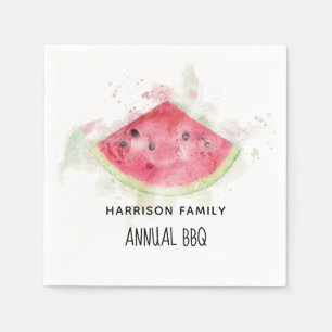 Vattenfärg Watermelon Sommarfamilj BBQ Pappersservett