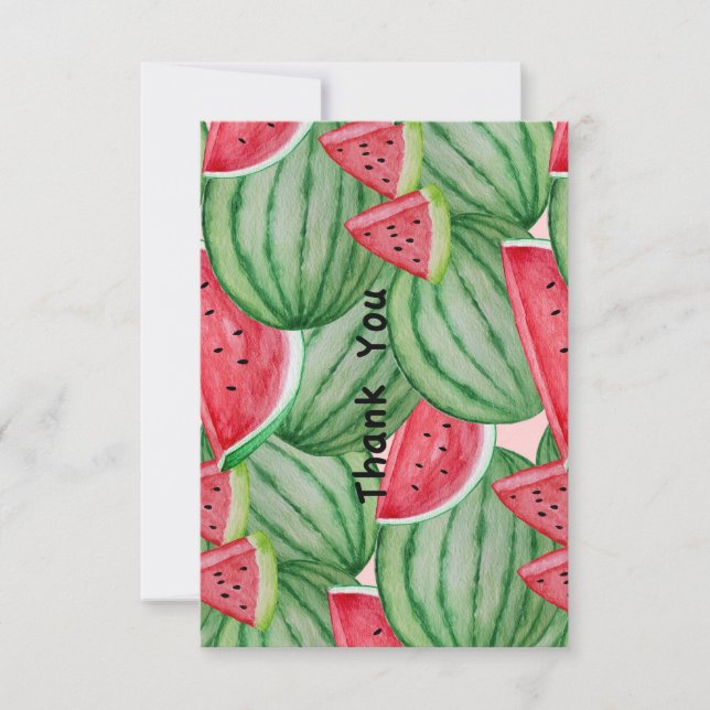 Vattenfärg Watermelon Tack Anteckningskort (Framsida)