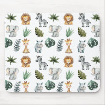 Vattenfärg Whimsical Adsible Baby Safari Animals
