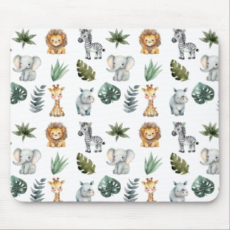 Vattenfärg Whimsical Adsible Baby Safari Animals Musmatta