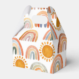 Vattenfärg Whimsical Boho Rainbow och Sol Presentaskar