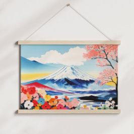 Vattenfärg Whimsical Springtime Mountain Poster