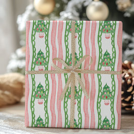 Vattenfärg Whimsical Stripe Julgranar Presentpapper