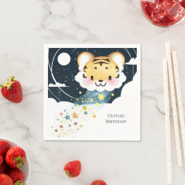 Vattenfärg Whimsical Tiger Birthday Pappersservett