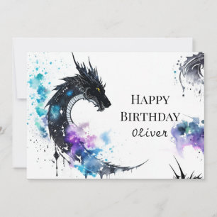Vattenfärg Whimsique Dragon Birthday Kort