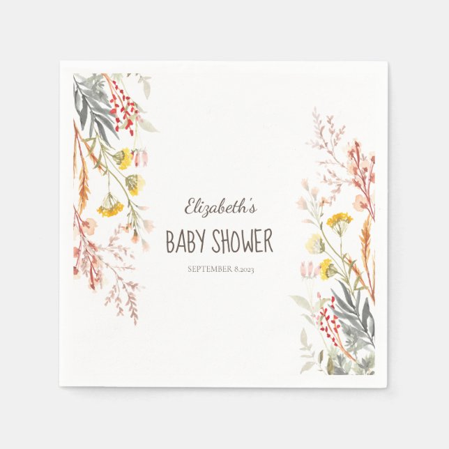 Vattenfärg Wildblomme Meadow Torkad Pappersservett (Framsidan)