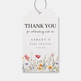 Vattenfärg Wildflower Baby Shower Presentetikett