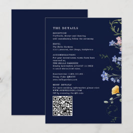 Vattenfärg Wildflower detaljer & QR-kod Bröllop  Tilläggskort
