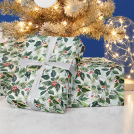 Vattenfärg Winterberry Variegegals Löv jul Presentpapper