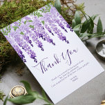 Vattenfärg Wisteria | BAT MITZVAH Tack Kort<br><div class="desc">Den här designen har elegant vattenfärgsblommor i mjuk lavender och lila med grönt löv på vit bakgrund med ditt Bat mitzvah Tack nedan. Anpassa genom att redigera texten i textrutorna. Designad för dig av Evco Studio www.zazzle.com/store/evcostudio #batmitzvah #tack #tack #elegant #thankyoucard #wisteria #blommigt #snyggt #blommor #löv #botancal #lavender #lila #chic...</div>