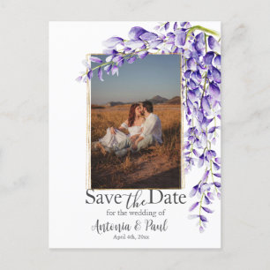Vattenfärg Wisteria Blooms Spara datumfoto Vykort
