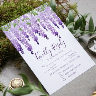 Vattenfärg Wisteria Bröllop Meal Choal OSA Kort