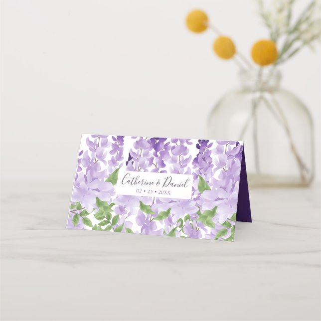 Vattenfärg Wisteria | BRÖLLOP Placeringskort (Baksida)