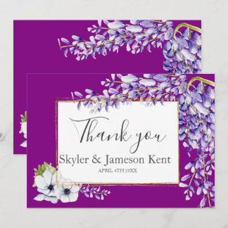 Vattenfärg Wisteria Bröllop Tack Kort