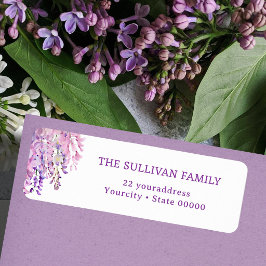 Vattenfärg wisteria returadressetikett returadress etikett