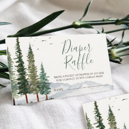 Vattenfärg Woodland Baby Shower Diaper Raffle Tilläggskort