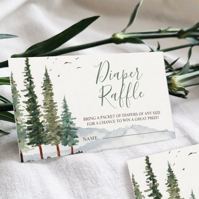Vattenfärg Woodland Baby Shower Diaper Raffle Tilläggskort (Skapare uppladdad)