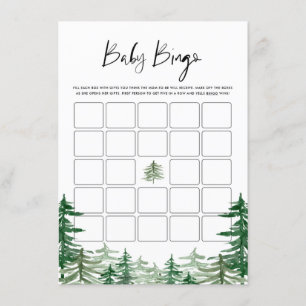 Vattenfärg Woodland Forest Baby Shower Bingo Tilläggskort