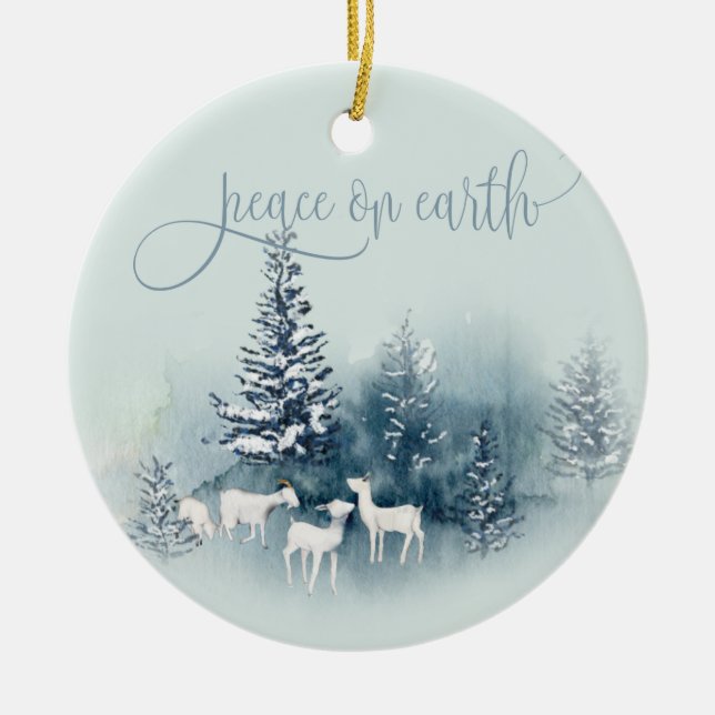 Vattenfärg Woodland Magic Goats Julgransprydnad Keramik (Framsidan)
