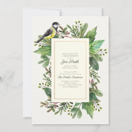 Vattenfärg. Woodsy. Inbjudan till Studentfest.