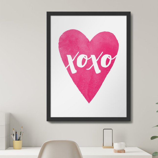 Vattenfärg XOXO Valentine Art Print - Rosa Poster (Skapare uppladdad)