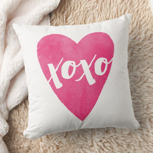 Vattenfärg XOXO Valentine Pillow - Rosa Kudde (Skapare uppladdad)