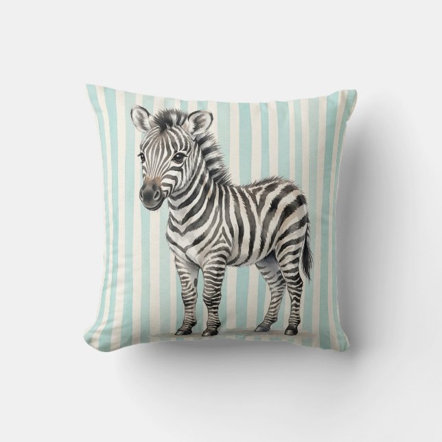 Vattenfärg Zebra Vilda Djur Kastkudde Kudde (Framsida)